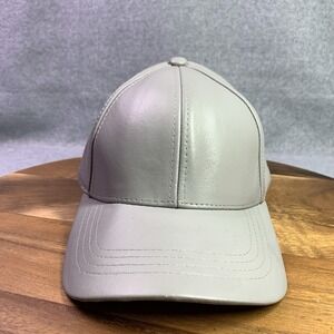 Genuine Leather Hat Cap Strap Back Gray Classic Solid One Size Mens Adjustable